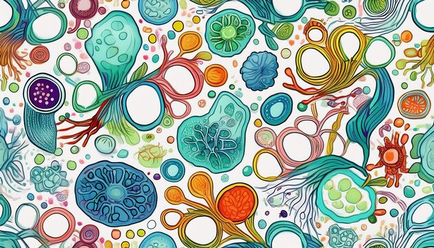seamless disease microorganisms bacteria viruses fungi and yeast or cell of organism from electron microscope on white background
