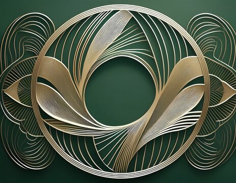 abstract line art ivory against a hunter green background