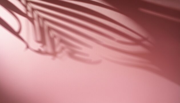 blurred shadow from palm leaves on the light pink wall minimal abstract background for product presentation spring and summer