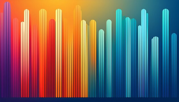 abstract rounded vertical lines with color gradients arranged in descending order