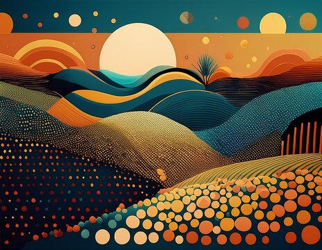 abstract generative field study with echo text and dot pattern