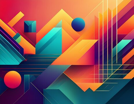 abstract graphic design background with geometric shapes and gradient colors
