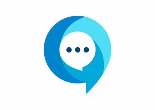 Chat Bubble Speech Pin Location Communication Logo Vector Concept Isolated on White Background for Social Media Forum App Tech Brand Corporate Identity
