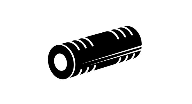 Black and white foam roller icon for physical therapy with icon representing cylindrical