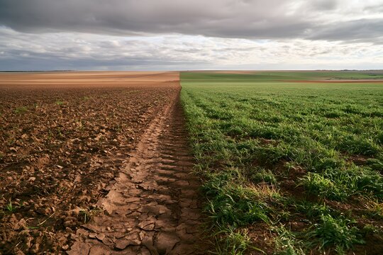 Soil compaction contrast: cracked field vs. green cover crop