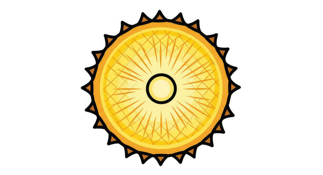 Stylized pineapple slice illustration isolated on white background