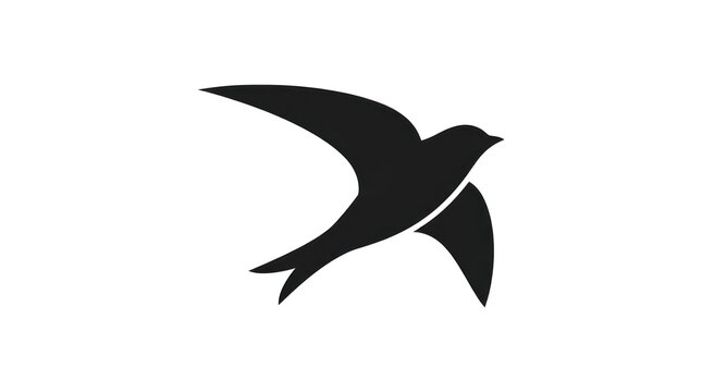 Stylized silhouette of a bird in flight against a white background