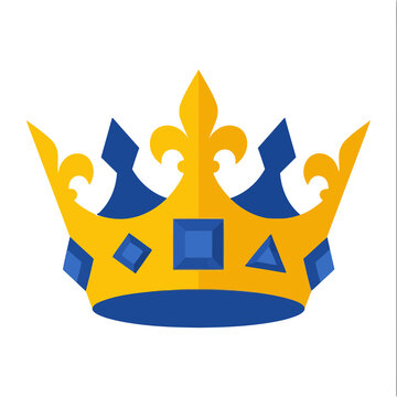 Stylized golden and blue crown with jewels