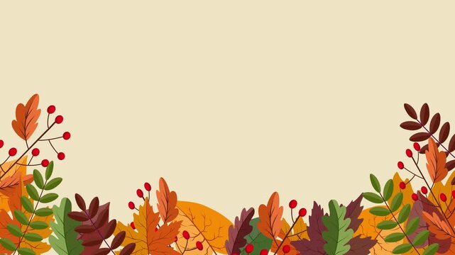 Autumn Leaves Border Animated Background with Copy Space Seamless Loop