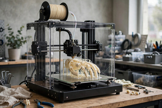 3D printer creating prosthetic hand