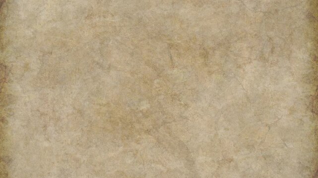 Old beige vintage parchment paper texture background with subtle animated grunge motion and cracked surface details for historic document backdrop concept 4k video