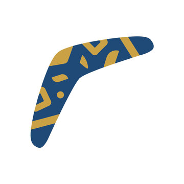 Boomerang with Blue and Yellow Pattern