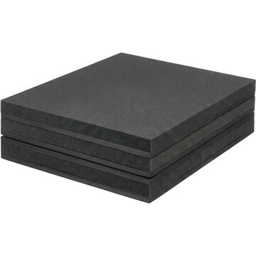 Black foam rubber square block isolated on transparent background