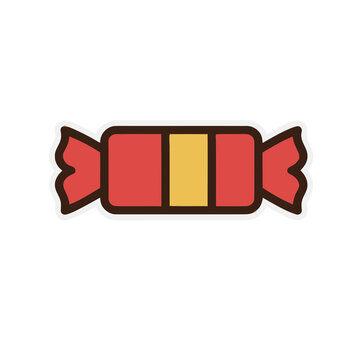 Wrapped candy with red and yellow wrapper
