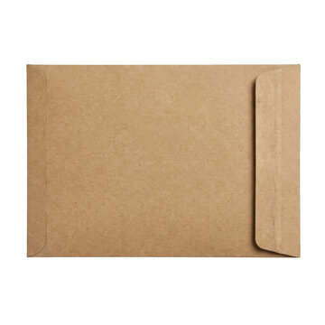 Recycled brown paper shipping envelope isolated on transparent background