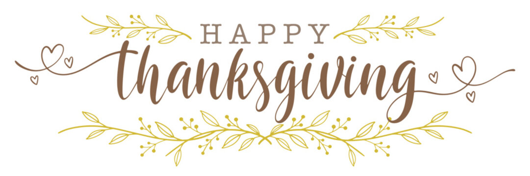 happy thanksgiving lettering calligraphy text brush vector Eps