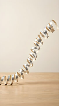 Sparse large silver and champagne paper confetti tracing one rising curve for New Year 2027 celebration, hospitality and annual-planning campaign