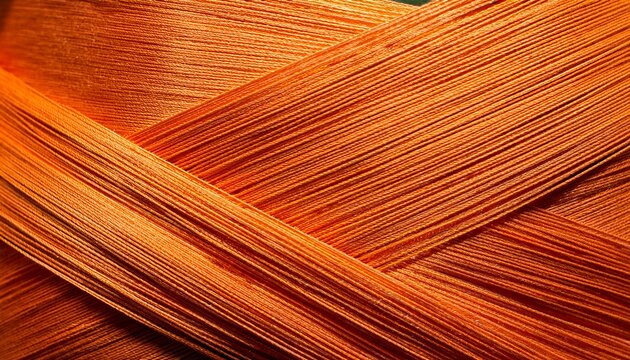 orange cotton thread from weaving machine abstract background