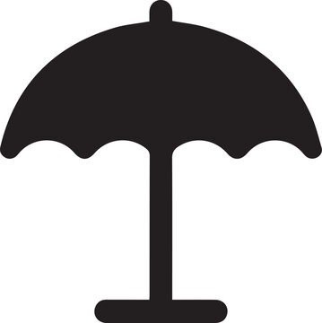 Umbrella and rain protection solid silhouette vector icon illustration for weather symbol