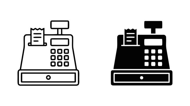 Vector illustration of cash register icon set, point of sale terminal, vector illustration on a transparent background