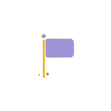 Purple flag icon with orange pole and dots