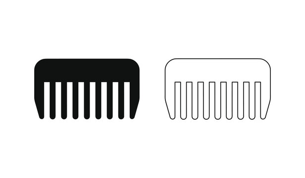 Hair styling comb vector icon glyph and outline form