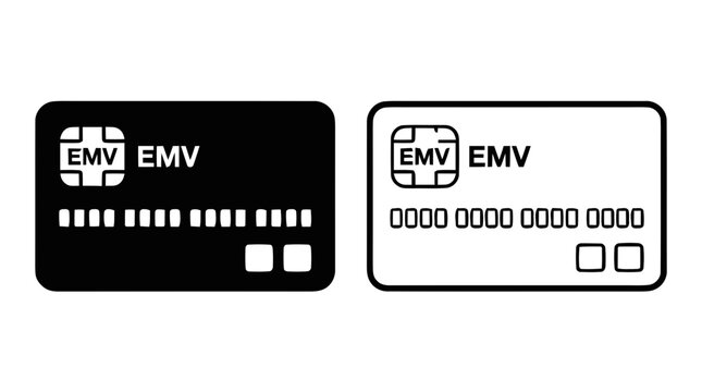 Vector illustration of credit card icon set, emv chip payment card vector illustration on a transparent background