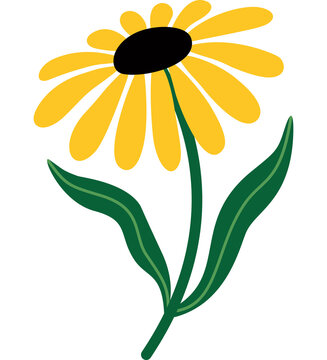 Cute Hand Drawn Yellow Daisy Flower Vector Illustration Minimalist Botanical Floral Clipart for Sticker Print