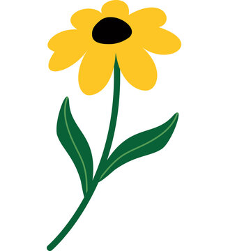 Cute Hand Drawn Yellow Daisy Flower Vector Illustration Minimalist Botanical Floral Clipart for Sticker Print