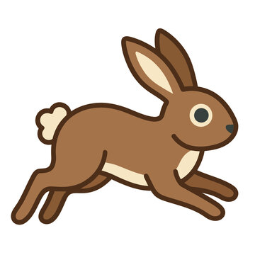 Cartoon brown rabbit jumping illustration