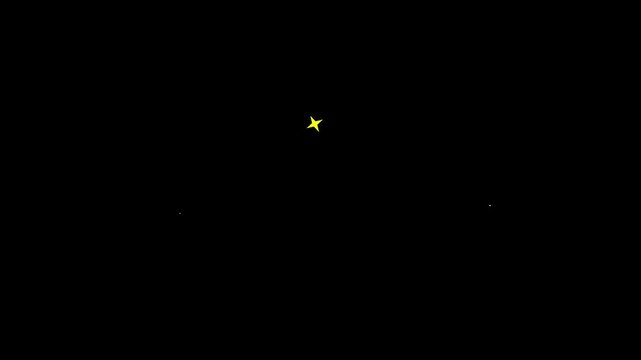 Sparkling looping stars shine animation on 4k black background, sparkling star twinkle glitter white cartoon doodle animation, white star blinking.
