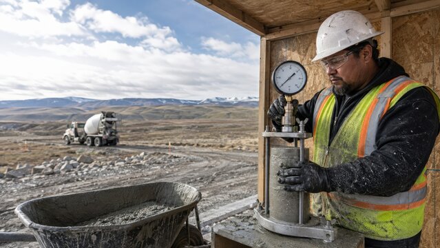 Concrete air content testing - a sheltered field test at a wind exposed pour
