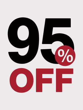Bold red and black ninety five percent off typography sale banner