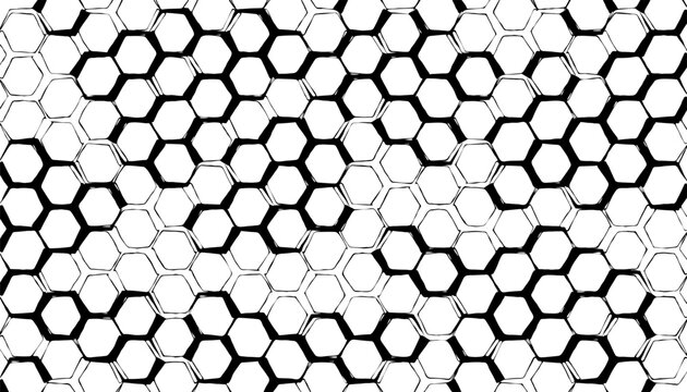 Black and white abstract hexagon shape with honeycomb grunge effect for sporty background and jersey design element. Easy to edit with universal design software. Vector format illustration. Eps10 