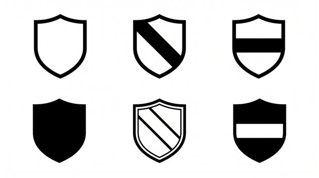 Shield Icons Set | Black and White Heraldic Shield Collection