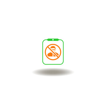Vector illustration of clipboard and prohibition no stop sign with person. Symbol of blacklist. Icon of user account blocked document.