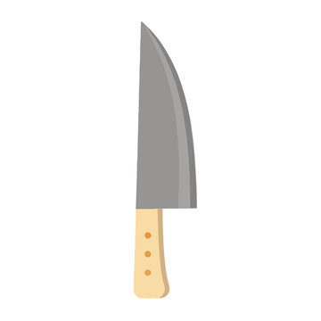 Chef's knife with wooden handle isolated on transparent background