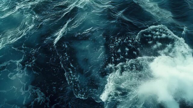 Aerial View of Ocean Waves and White Foam on Turquoise Water