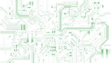 Obraz premium Green halftone square pattern forming an abstract circuit board design background