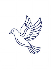 Fototapeta premium Minimalist Dove Line Art Icon Isolated on White