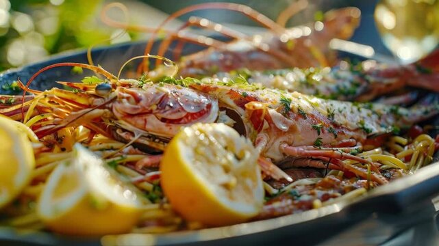Gourmet Cooked Langoustines with Lemon and Herbs