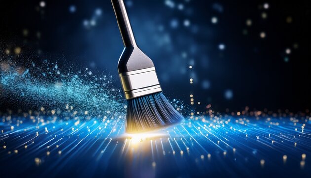an artistic visual of cleaning data in todays digital world featuring glowing particles that enhance the image