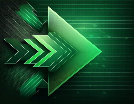 abstract background with overlapping green arrows pointing right alongside a soft hexagonal grid pattern on a dark green backdrop ideal for modern technology business banners