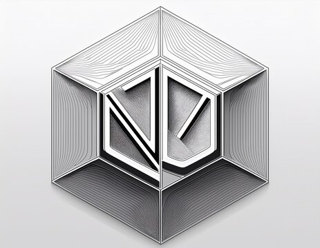 hexagonal with monoline nyu letters on white background clean and geometric keywords nyu