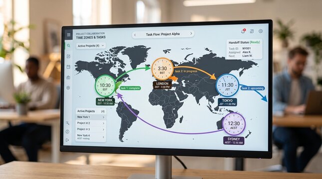 Interactive World Map Time Zone Collaboration UI