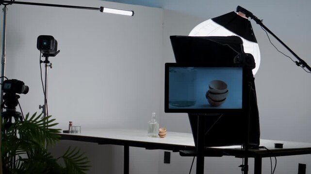 Professional studio lighting setup for commercial photoshoot