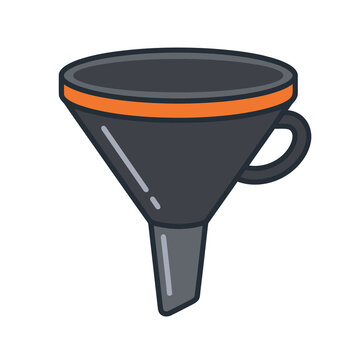 Dark funnel with orange trim isolated on transparent background