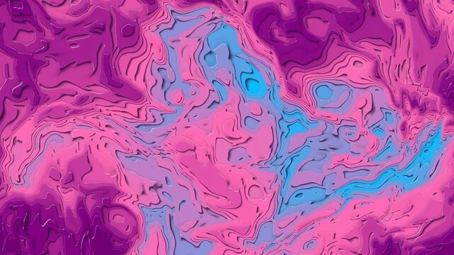Abstract topographic map with swirling colors of pink and blue, conveying a sense of fluid motion and organic patterns