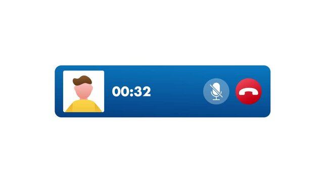 Incoming video call animation on white and green screen