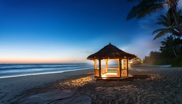 beach gazebo at night